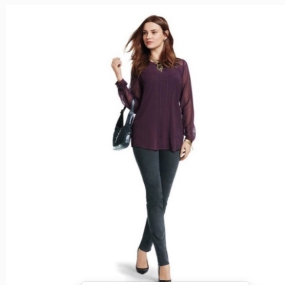 Cabi Entice Sheer Blouse-Plum